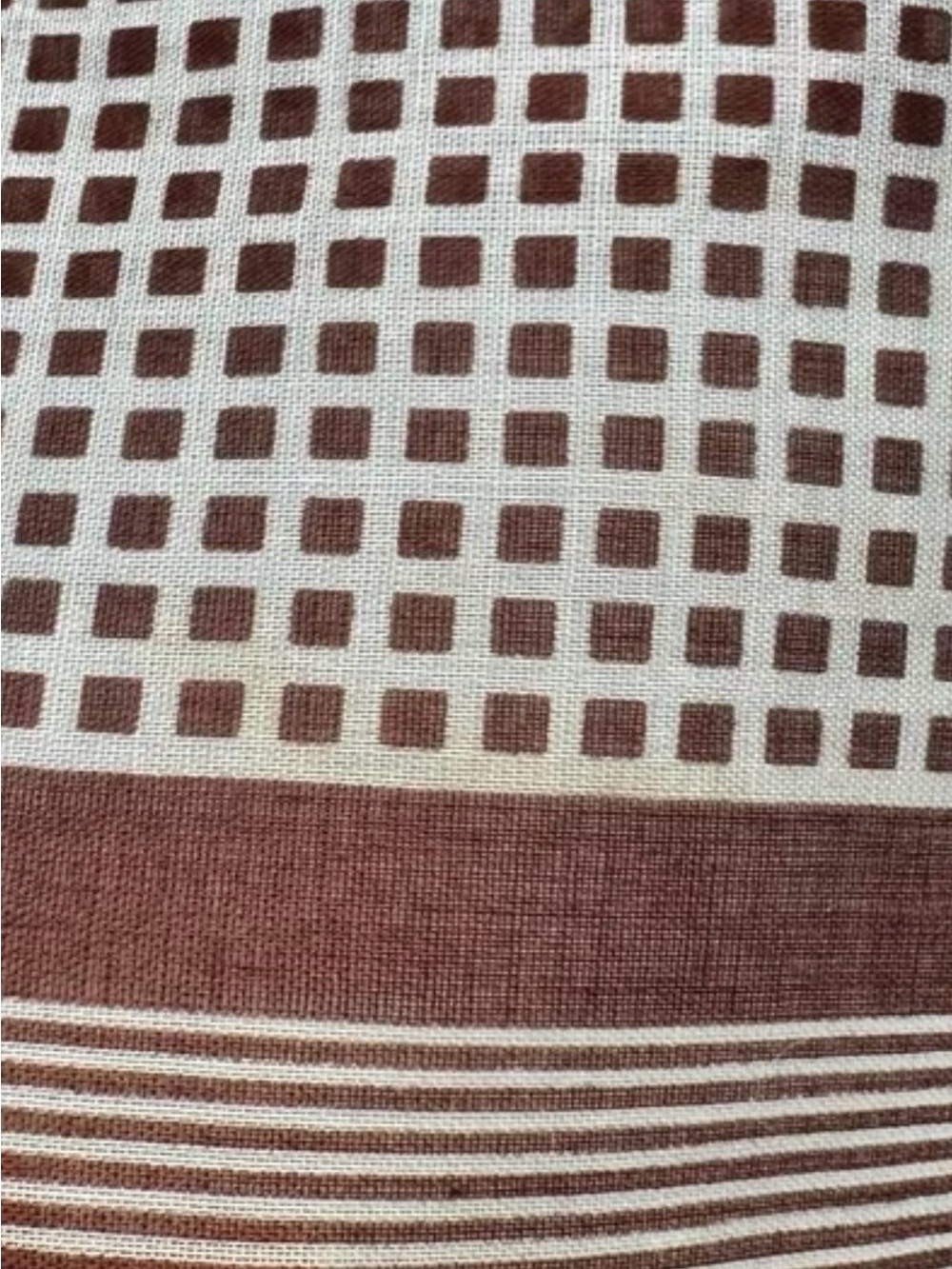 Yves Saint Laurent Brown & White Grid cotton scarf Square - Picture 3 of 5